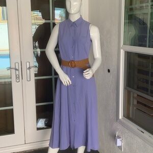Sleeveless Lilac Button-Down Dress